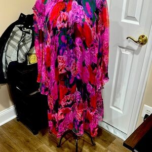 Johnny Was Pink and Purple Long Sleeve Sundress